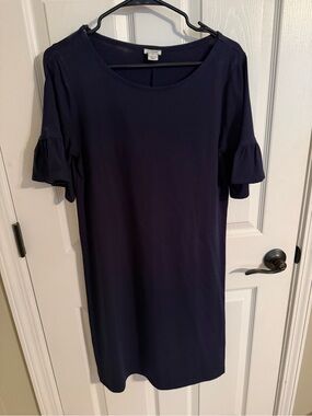 J. Crew Navy Ruffle Sleeve Shift Dress